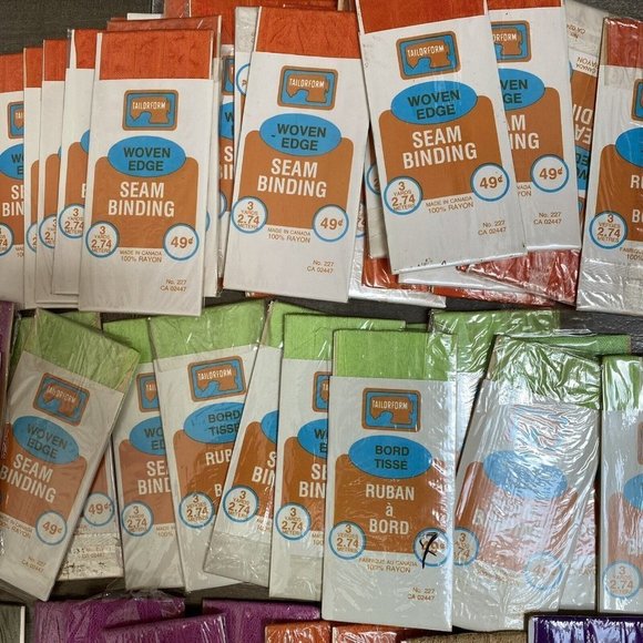 Vintage SEAM BINDING Rayon Woven Edge Ribbon Stretch Lace Various Lot Of 54 - Picture 4 of 4